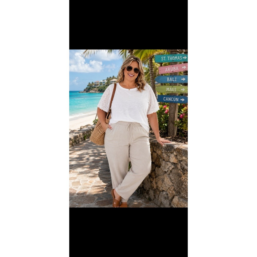 Philosophy Republic Clothing 2X White Eyelet  Puff Sleeve Top Puff Sleeve Travel